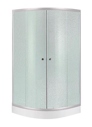 Душевая кабина lidz полукруглая двухдверная c поддоном latwa/kapielka 90x90x185см матовый витраж 4мм, сатин