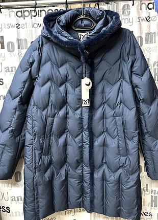 Куртка женская, пуховик натуральный. удлинённый, италия 50,52,54,56