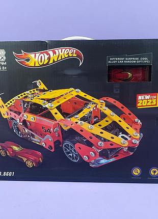 Конструктор металевий 8601 “автомобіль”, металопластикова машинка, інструменти, в коробці