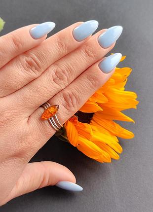 Бурштин кільце маркіз. натуральний бурштин в сріблі. каблучка з натурального бурштину. розмір 17. індія.