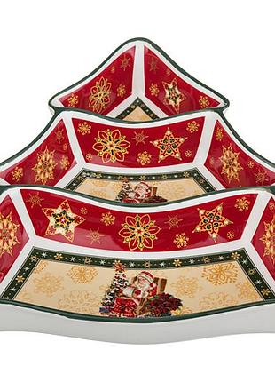 Менажница новогодняя рождество lefard 24х24х5 см 986-001 фарфор