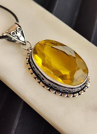 Підвіс цитрин овал. підвісок з цитрину. кулон цитрин. індія.