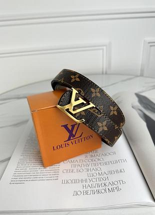 Узкий ремень пояс луи виттон li vittn коричневый классический золото yousf