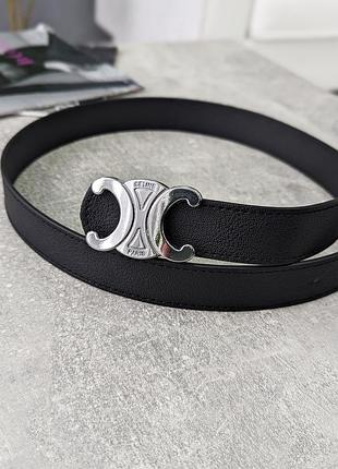 Женский ремень пояс celine селин черный + серебро yousf