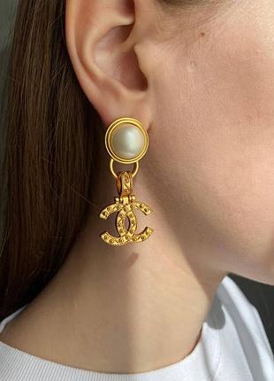 Брендовые серьги шанель/chanel, позолота