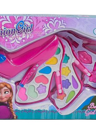 Набор детской косметики для девочек frozen (фрозен) туфелька 3 уровня тени, блески для губ и лак от 3 лет