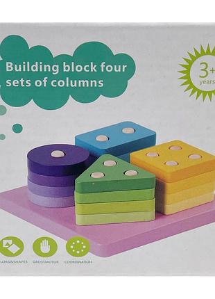 Детская деревянная игрушка "пирамидка-геометрические фигуры" c15023