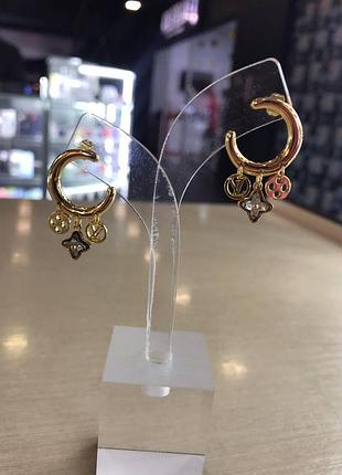 Брендовые серьги луи виттон/louis vuitton, позолота