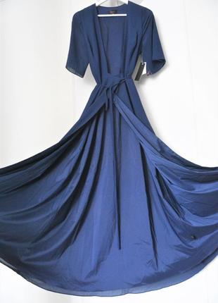 Вечернее длинное платье-халат с рукавами 3/4 и разрезами "8" usa