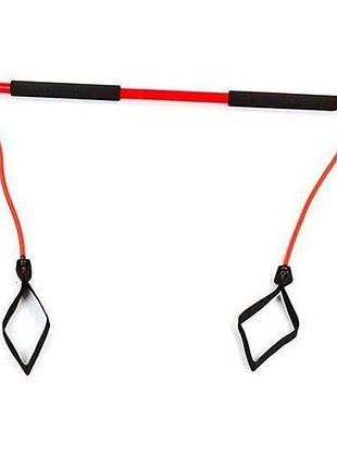 Палка гимнастическая с эспандерами f-932 черно-красный (56429007), no branding