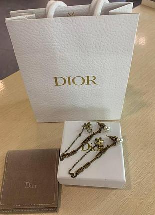 Діор сережки підвіски в подарунковій брендовій упаковці