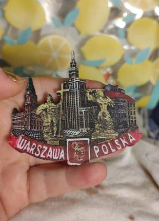 Магнит на холодильник варшава польша акрил( пластик)