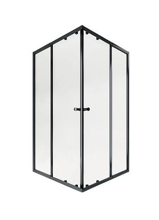 Душевая кабина q-tap квадратная двухдверная без поддона pisces 90x90x190см прозрачный витраж 5мм профиль черны