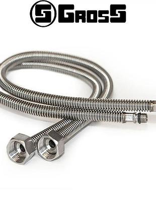 Шланг подводка к смесителю из гофрированной нержавеющей стали inox м10*1/2в 150 см gross