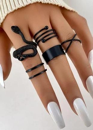 Набор колец змея 5 штук универсальный черный