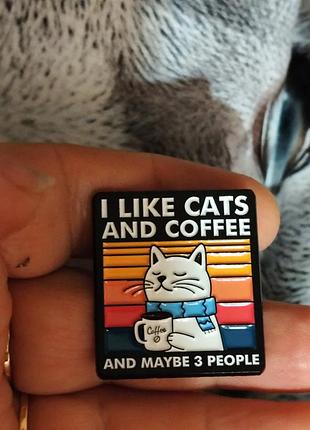 Брошь брошка пин значок кот кошка я люблю кошек i love cats и кофе