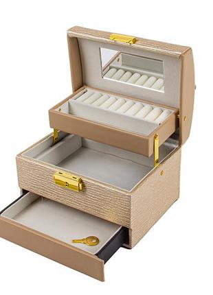 Шкатулка органайзер для украшений 16х12х10,5 см 819-037-2 кожзам