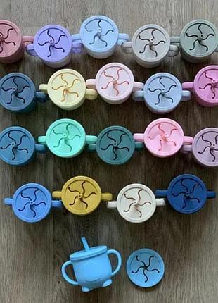 Детская кружка непроливайка с трубочкой и снегом крышкой