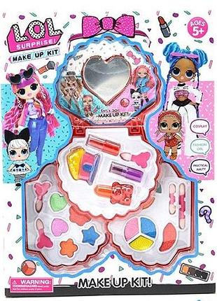 Косметика для девочек лол с зеркальцем тени, помады, румяна, лак для ногтей, блеск для губ от 3 лет