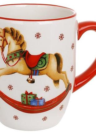 Кружка новогодняя bonadi лошадка 350 мл dm812-x керамика