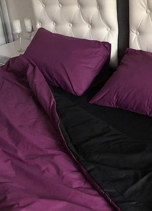Постельное белье бязь сливово-черный семейный