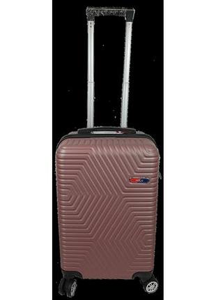 Малый пластиковый чемодан на колесах 45l gd polo пудровый