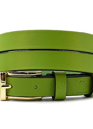 Ремінь жіночий тонкий grande pelle 29270040033 в зеленому кольорі.