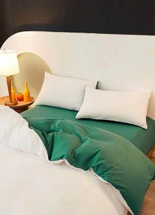 Постельное белье бязь белый-малахит