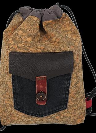 Дизайнерская котомка, торба ручной работы из коттона, коркового дерева