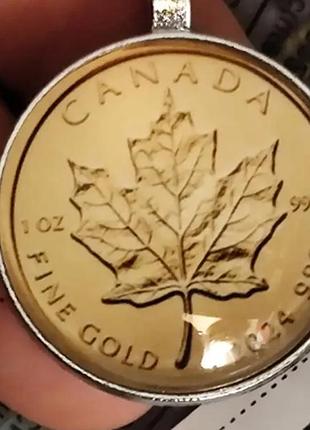 Сувенир брелок на ключи флаг канада canada металл и стекло круглый кленовый лист