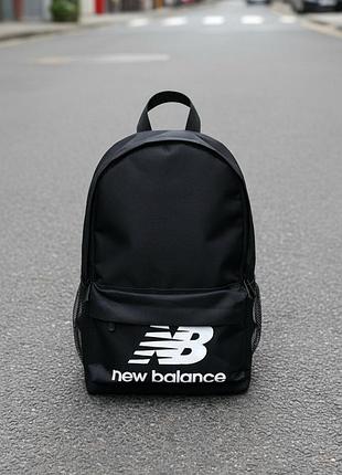 Рюкзак new balance черный с белым лого, мужской / женский, повседневный портфель в школу