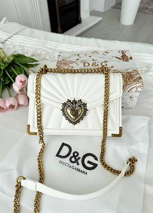Женская кожаная сумка dolce & gabbana, стильная сумочка на каждый день белая