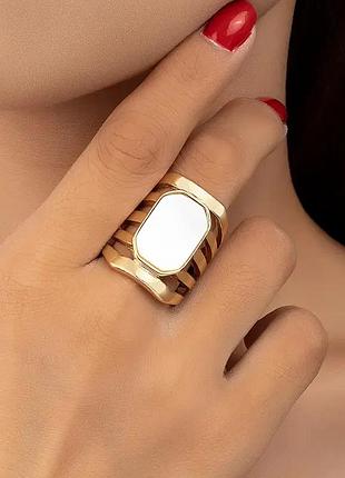 Оригінальна велика каблучка перстень золотистого кольору, розмір 19