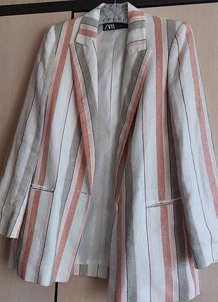 Лляний піджак жакет zara
