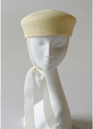 Літній жіночий капелюшок таблетка з рисової соломки