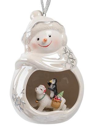 Фигурка подвесная pavone веселый снеговик 11 см 1104790