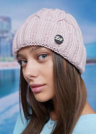 Шапка «кортана», светлая пудра