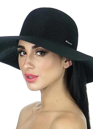 Летняя женская шляпа поля средние 10.5 см чёрная