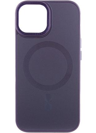 Чохол tpu+glass sapphire midnight open camera with magsafe для apple iphone 15 (6.1") червоний / red фіолетовий / deep purple