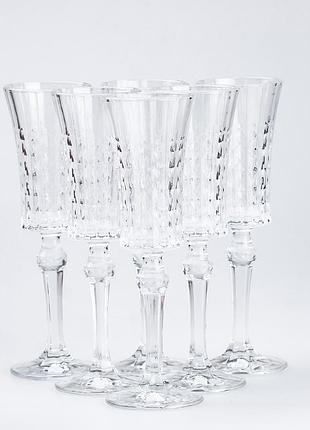 Келих для шампанського на високій ніжці фужери для шампанського 6 штук орнамент ve-33
