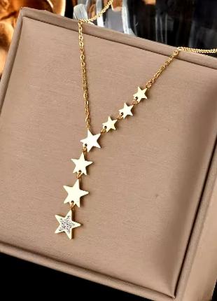 Ланцюжок з зірками з нержавіючої сталі золотистого кольору