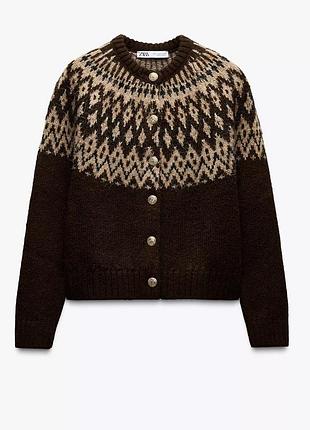 Кардиган з вовною лопапейса fair isle