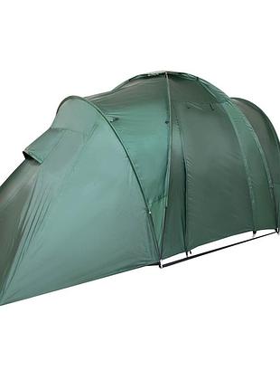 Палатка кемпинговая четырехместная двухкомнатная с тентом и и тамбуром royokamp family sy-100804 оливковый