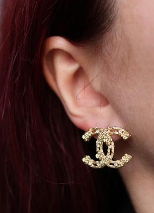 Серьги гвоздики с логотипом/посеребрение и позолота 24к