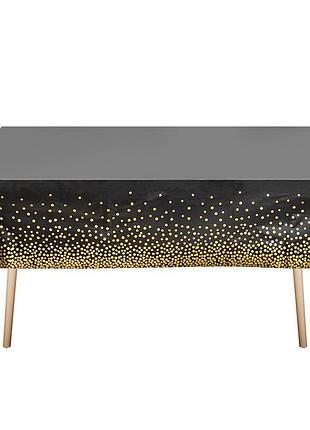 Скатерть клеенка из тонкой фольги 274 на 137 см черно-золотистый