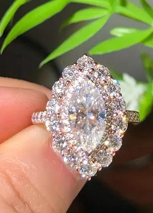 Золотиста каблучка з кубічним цірконієм, розмір ,19