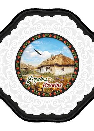 Декоративная деревянная тарелка хата з вишневим цвітом 14 см укт04ф14,5 тур-колекшн