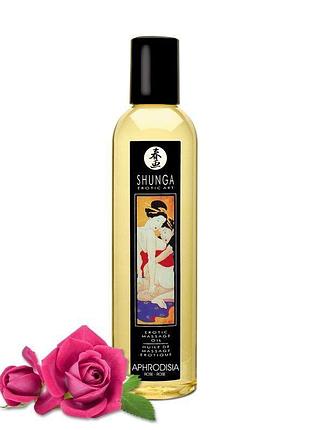 Массажное масло shunga aphrodisia - roses (250 мл) натуральное увлажняющее