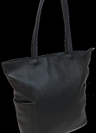 Жіноча шкіряна сумка на двох ручках borsacomoda, україна чорна