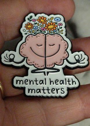 Брошь брошка пин значок металл головной мозги мозг человека mental healht matters